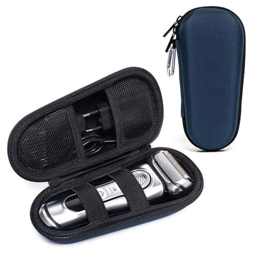 Image of Travel Case for Braun Series 3/5/6/7/8/9 Electric Shaver, Hard EVA Storage Bag with Double Straps, Portable Protective Organizer for Men's Electric Shaver, Charger and Accessories, Light Blue