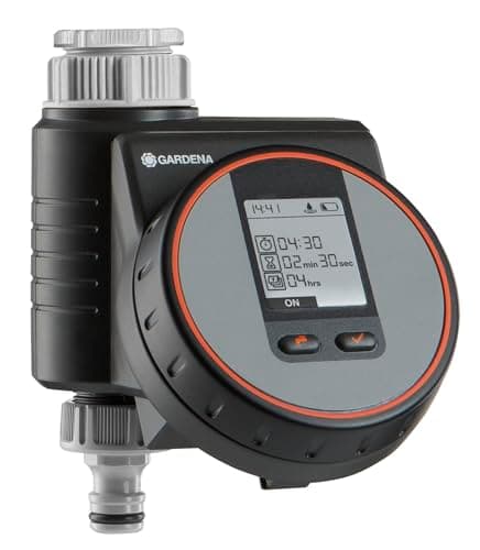 Image of GARDENA Flex irrigation controller for quick automatic irrigation for the terrace and balcony, easy to use, Water Now function, Color Black/Grey/Orange 1890-20