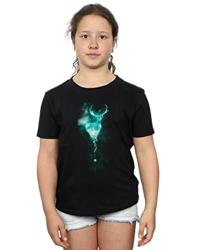 Image of Harry Potter Girls Stag Patronus Mist T-Shirt 9-11 Years Black
