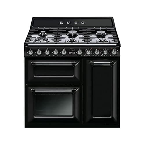Image of Smeg TR93BL Victoria Triple Cavity 90cm Wide Dual Fuel Cooker Black