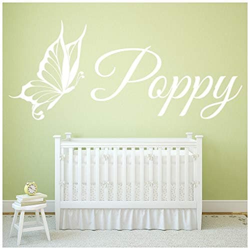 Image of azutura Personalised Name Butterfly Wall Sticker available in 5 Sizes and 25 Colours Black
