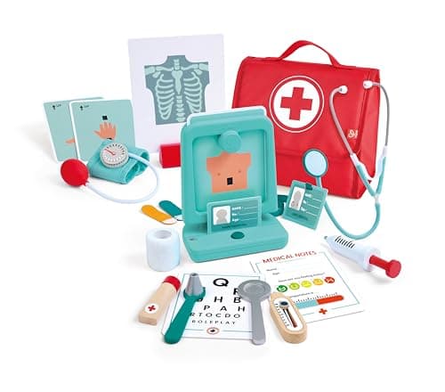 Image of Hape Little Doctor’s Medical Set | Realistic Doctor Role-Play Kit with X-ray Machine, Blood Pressure Cuff & Accessories | Encourages Empathy & Learning Through Play | For 3 Years +