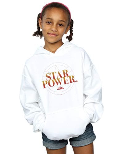 Image of Marvel Girls Captain Marvel Star Power Hoodie White 9-11 Years