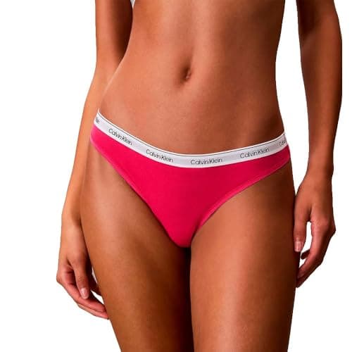 Image of Calvin Klein Women's THONG 3PK 000QD5209E Thong, Pink (INNUENDO/STENCIL HEART+DARK BERRY/C), M