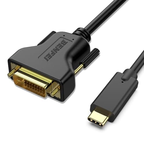 Image of BENFEI USB C to DVI Cable, 1.8 Meter Type-C(Thunderbolt 3) to DVI Cable Compatible for MacBook Pro 2019/2018/2017, Samsung Galaxy S9/S8, Surface Book 2, Dell XPS 13/15, Pixelbook and More