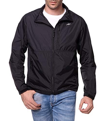 Image of TRAILSIDE SUPPLY CO. Mens Windbreaker Jackets Lightweight Packable Jacket,Windproof and Dustproof, Jet Black 005(hoodless), M