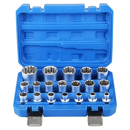 Image of DAYUAN Spline Socket Set 1/2" Drive Universal Metric 8-32mm 12-Point Cr-V Socket Kit 19pcs