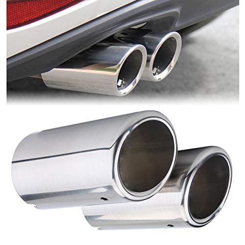 Image of Exhaust Tip, Qiilu Rear Muffler,2PCS Car End Exhaust Pipe Tail Muffler Tip Silencer Stainless Steel for Maximum 64mm Vehicles with for 325i 328i Item Name