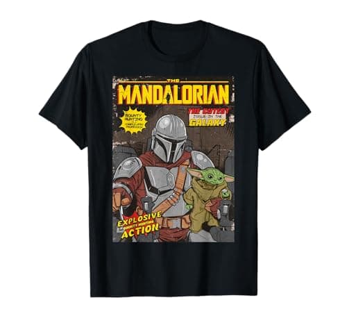 Image of Star Wars Mandalorian & The Child Comic Book Cover T-Shirt
