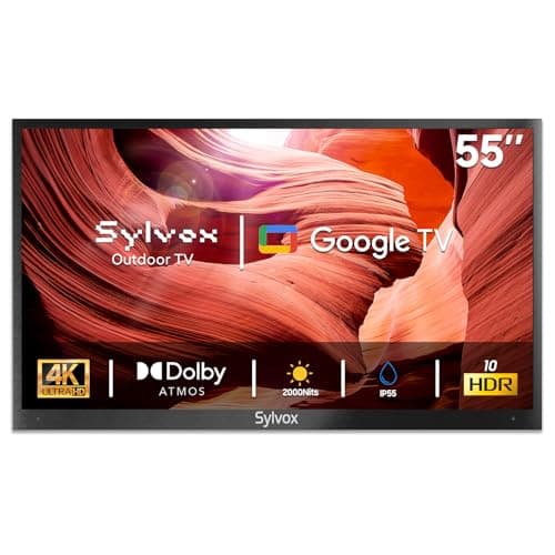 Image of SYLVOX Outdoor TV, 55 Inch Smart TV, 4K UHD 2000Nit Ultra Bright, Sunlight Readable for Outdoor Use, HDR10, IP55 Waterproof, Dolby Atmos, Built-in Google Assistant, Screen Cast (2024, Pool Pro 2.0)