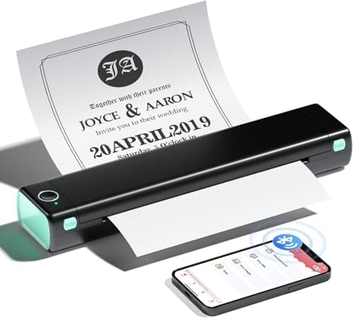 Image of Phomemo M08F Portable Thermal Printer - Wireless A4 Mobile Printers for Home Use Office Vehicles Car Tattoo Stencils, Bluetooth Inkless Printer Compatible with Phone & Laptop