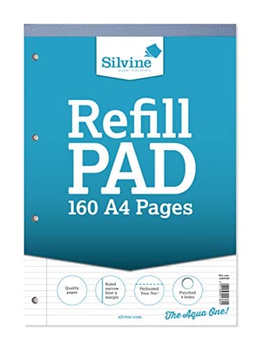 Image of Silvine A4 Refill Pad - Narrow Lined with Margin (160 Pages) Pack of 5