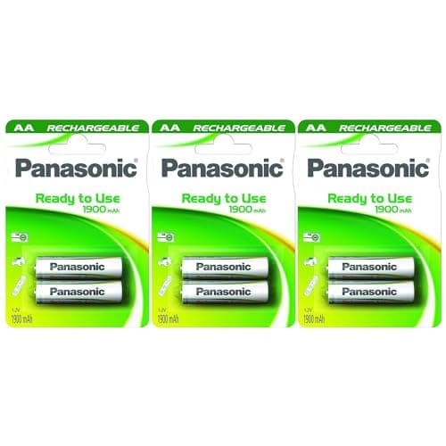 Image of PANASONIC Pack of 3 Blisters of 2 Rechargeable NiMH Batteries Cute AA 1900 mAh Ready to Use