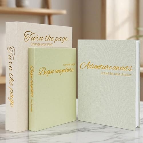 Image of Hiwhy Decorative Book Accessories Home Storage Keepsake Box Set of 3, Linen Faux Coffee Table Books, Vintage Aesthetic Room Decor Ornament Photo Organization with Lids for Bookshelf, Dusty Sage Green