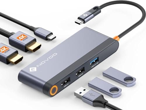 Image of NOVOO USB-C Docking Station - Dual Monitor HDMI Adapter, 100W PD, 4 USB Ports, Thunderbolt 3/4 Dock for Dell, HP, Lenovo, Asus, MacBook Pro