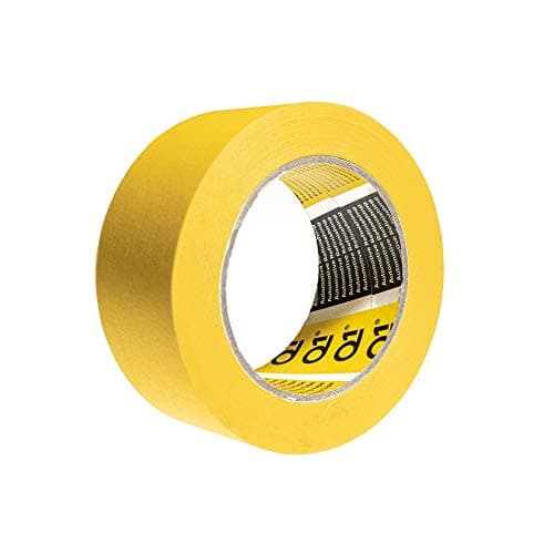 Image of 48mm x 50 Metre Q1 Painters Yellow Masking Tape Roll Painting & Decorating Premium masking for Car Body Spray Sharp Lines & No Paint Bleed with a rubber-base adhesive & 110°C Temperature Resistance