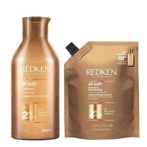 Image of Redken DUO All Soft Shampoo 500ml & Refill Pouch 500ml
