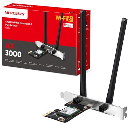 Image of MERCUSYS MA80XE AX3000Mbps Dual-Band 5.2 PCIe WiFi Adapter for PC, WiFi 6 Bluetooth Adapter with Two Antennas, OFDMA, MU-MIMO,Low Latency, ideal for Game and 4K,Latest WPA3,Windows 10-11