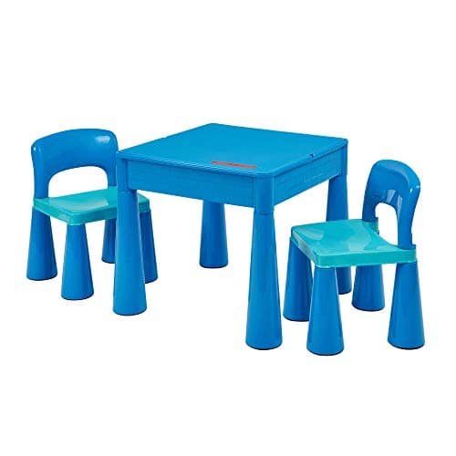 Image of Liberty House Toys 5-in-1 Activity Table and 2 Chairs Set, Construction, Sand, Water and Storage Play Table, Blue