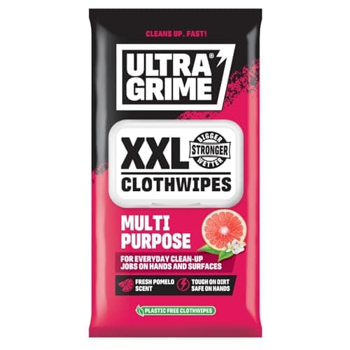 Image of UltraGrime Multi-Purpose Wet Wipes Pomelo Scented Cleaning Cloths Plastic-Free Hand Wipes For Home, Kitchen, Toilet, Floor & Surface Cleaning XXL Large Heavy-Duty Family Wet Cloths (Pack of 40)