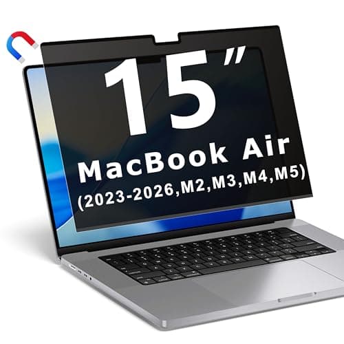 Image of YBTFBG Magnetic Privacy Screen for Macbook Air 15 Inch (2023-2026, M2, M3, M4, M5), Removable Laptop Privacy Filter Shield and Anti Blue Light Glare Protector