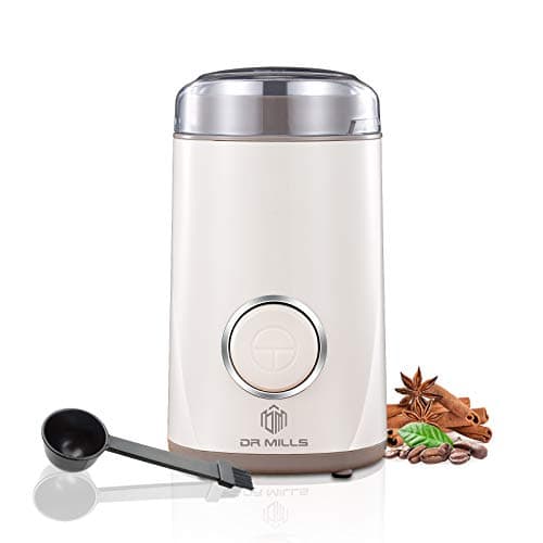 Image of DR MILLS DM-7441(W) Electric Dried Spice and Coffee Grinder,One Touch Operation, Blade and Cup Made with SUS304 Stainless Steel (White)