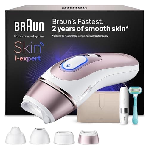 Image of Braun Smart IPL Laser Hair Removal Device for Women - at Home Permanent Hair Reduction, Skin i·Expert with Free App, Vanity Case, Mini Face Hair Remover, Venus Razor, 4 Smart Heads, PL7442
