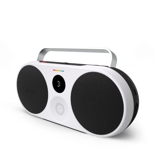 Image of Polaroid P3 Music Player (Black) - Retro-Futuristic Boombox Wireless Bluetooth Speaker Rechargeable with Dual Stereo Pairing