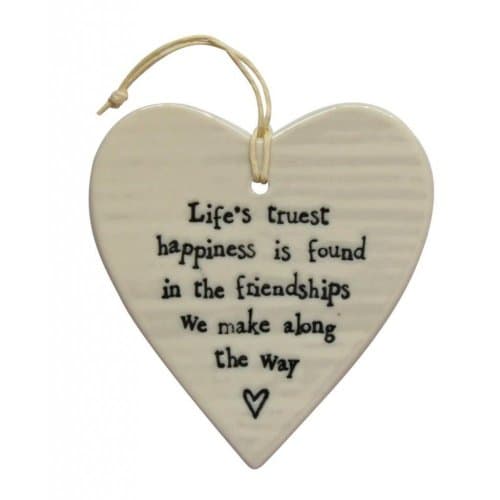Image of New Ceramic Hanging Heart - Truest happiness is friend s 2047