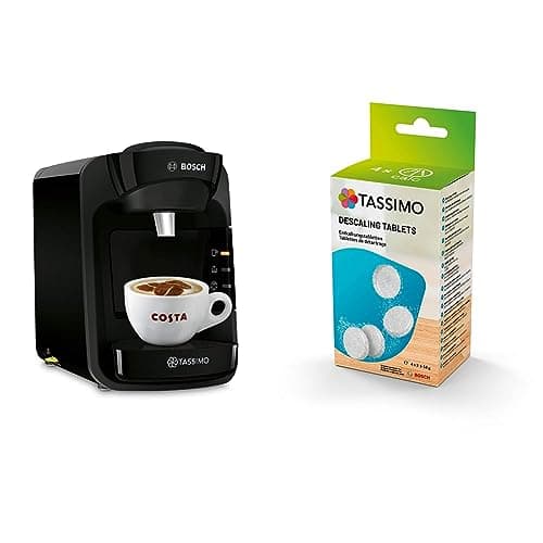 Image of Tassimo by Bosch Suny 'Special Edition' TAS3102GB Coffee Machine,1300 Watt, 0.8 Litre, Black with TCZ6008 Descaling Tablets - 8 Tablets