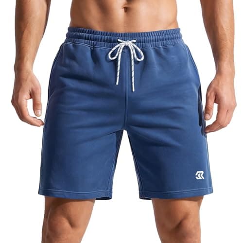 Image of Men's Casual Sports Shorts, Elasticated Waist Drawstring Jogger Shorts with Pockets, Everyday Gym Training Lounge Shorts Navy Blue XL