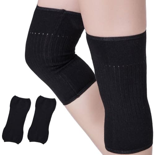 Image of Cashmere Stretchy Knee Warmer Knit Warming Arthritic Knee Sleeve Anti-Slip Soft Thermal Knees Brace Night Sleep Leg Sleeve Breathable Knees Wrap Pads Support Band for Men Women, Pain Relief, Walking