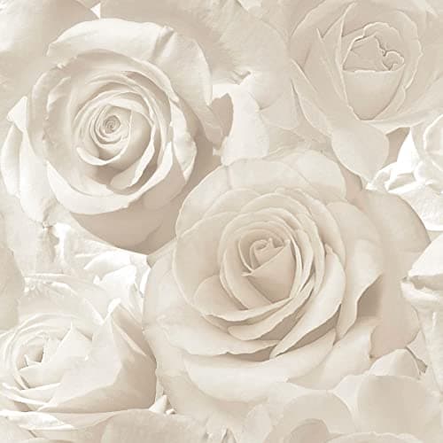 Image of Muriva Madison Glitter Pearl Wallpaper 139524 - Flower Floral Large Roses Cream