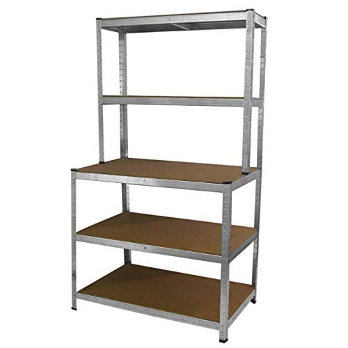 Image of Workbench Table 100% Boltless Worktable Galvanised Metal Shelving Storage Racking Unit Massive 900kg Capacity Heavy Duty With FREE Rubber Feet