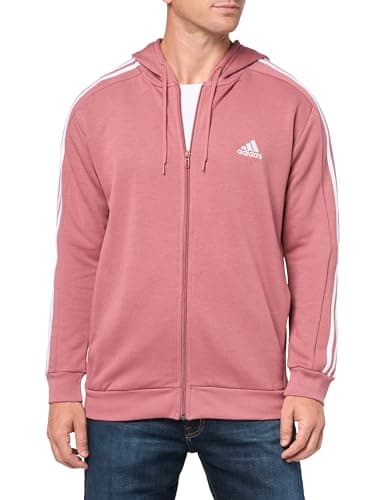 Image of adidas mens Essentials Fleece 3-stripes Full-zip, Preloved Crimson, XL