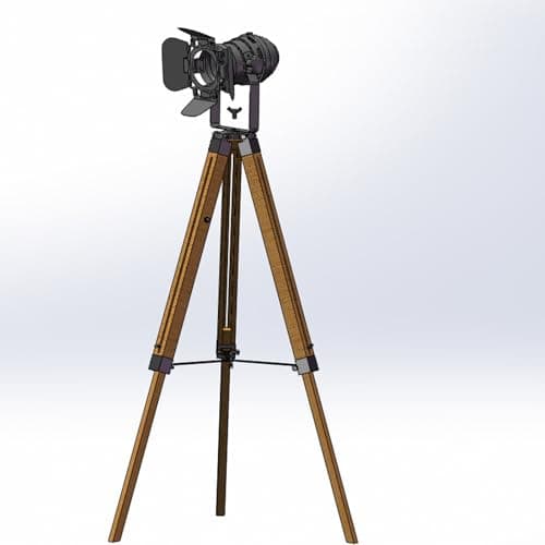 Image of Industrial Tripod Floor Lamp for Living Room Weather Wood Standing Large Lighting Black Adjustable Cinema Metal Lampshade Studio Lights E27 Socket Retro Torchier Lamps for Bedroom Office Reading Light