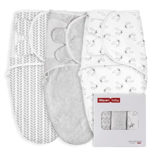Image of GLLQUEN BABY Baby Swaddle Wraps for 0-3 Months Newborn,Oeko-tex100,100% Breathable Organic Cotton Fabric Swadding Blankets,3 Pack(Bunny Land)