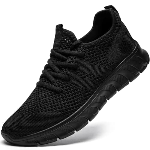 Image of Mens Running Trainers Gym Tennis Slip on Walking Shoes Casual Fashion Sneakers Black Size 9