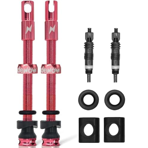 Image of RideNow 65mm Pink Presta Tubeless Valves 2 Pieces, Super Lightweight Alloy Anti-Leak, for Tubeless Tires, with Valve Core Removal Tool