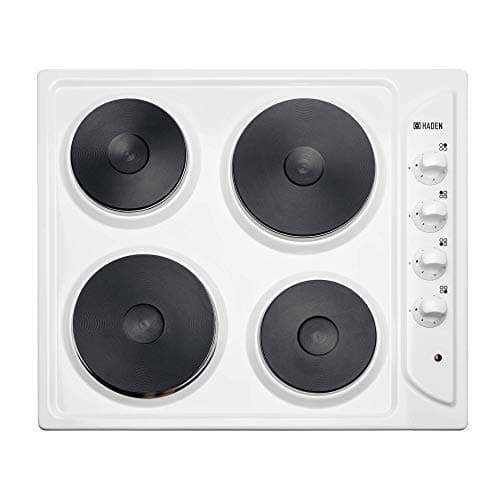 Image of Haden Electric Hob 60cm with 4 Solid Plate Burners, White Electric Cooker Top, Rotary Control Stovetop, Easy Kitchen Installation, Energy Rated A