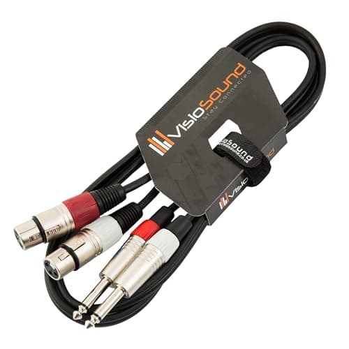 Image of VisioSound 2 x Female XLR to 2 x 6.35mm 1/4" Mono Jack Twin Lead/Audio Signal Patch Cable 1.5m