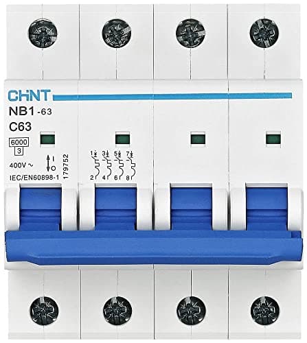 Image of Chint NB1-63C4P06 Miniature Circuit Breaker, 6 A, 4 Pole, C Curve, 6 kA