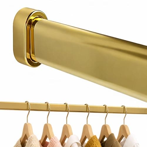 Image of 30x15mm Oval Wardrobe Rail Kit - Polished Chrome or Brass Plated - 500mm or 1000mm - Concealed Fix End Sockets - Cut to Size Hanging Rail (Brass Plated, 1000mm)