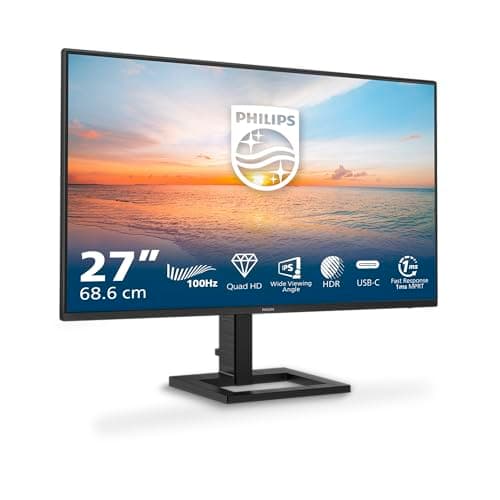 Image of Philips 27E1N1600AM - 27 inch Quad HD monitor, speakers, height adjustable (2560x1440, 100Hz, HDMI 1.4, USB-C (65W PD), USB Hub) black