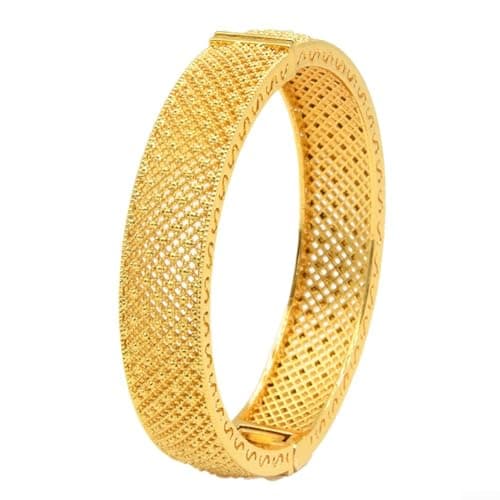Image of Ableholy Dubai Gold Bangle Bracelet with 24K Gold Plating and Hinged Closure for Bridal and Party Use (B-47)