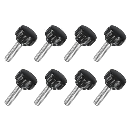Image of sourcing map 8Pcs M6 x 20mm Knurled Clamping Knob, 304 Stainless Steel Thumb Screw Clamping Knob Round Hand Threaded Hand Bolt Stud Knob 18mm Dia for Machinery