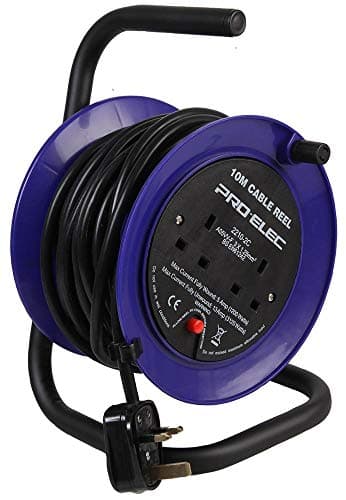 Image of PRO ELEC PEL01272 2-Gang Mini Cable Reel Mains Extension, 10m