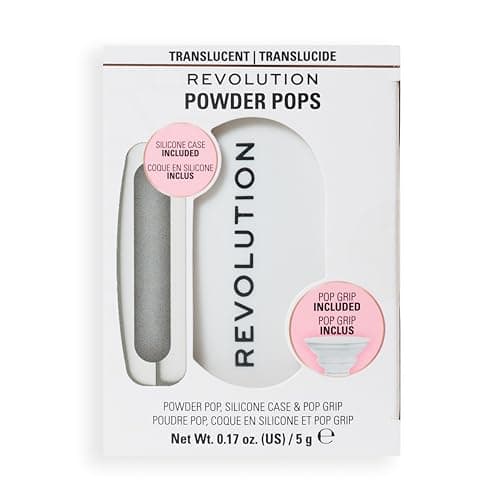 Image of Revolution Powder Pops, Powder Compact, Blurs Skin & Controls Shine, Acai Berry & Hyaluronic Acid, Includes Case & Pop Grip, Vegan & Cruelty-Free, Translucent, 5g