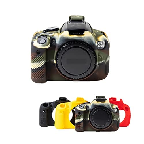 Image of Protective Soft Silicone Camouflage Green Camera Case Armor Skin Body Cover Protector for Canon EOS 700D / EOS Rebel T5i / Kiss X7i / EOS 650D / EOS Rebel T4i / Kiss X6i Digital Camera DSLR