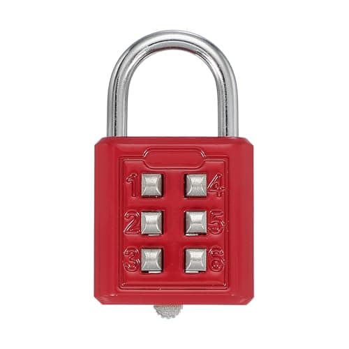 Image of sourcing map Combination Padlock, 6-Digit Push Button Padlock 3-Position Locking Mechanism Security Combination Lock for Locker Gym Sports Locker Cabinet Toolbox (Red, Pack of 1)